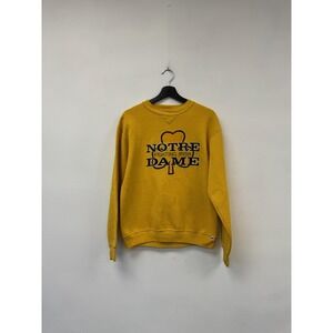 Vintage Notre Dame Fighting Irish Sweatshirt Small Yellow Russell NCAA 90s